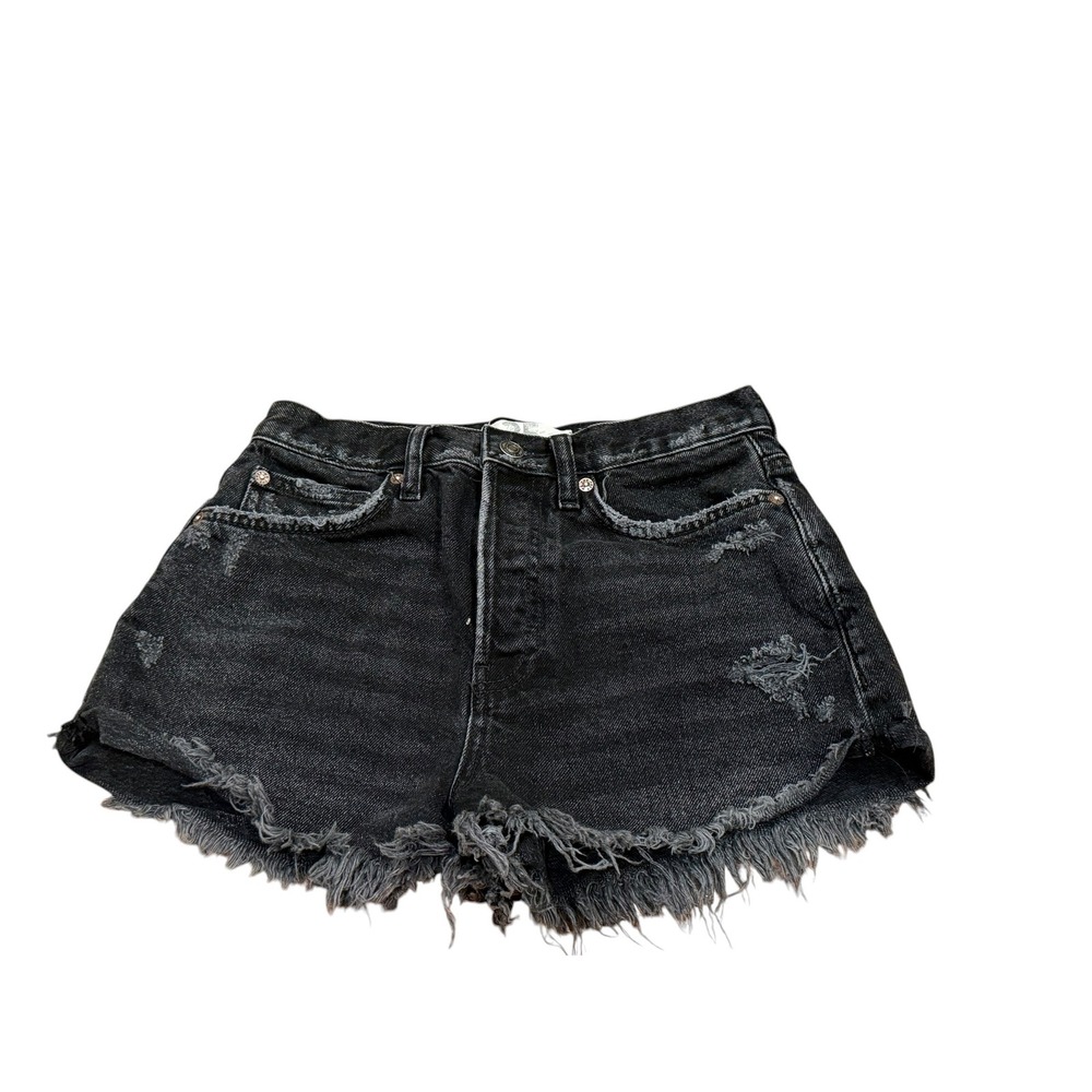 Free People We The Free Blk Distressed Denim Cutoff Shorts Womens 25 Button Fly